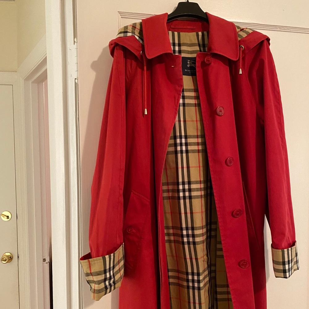 Red Burberry Trench Coat